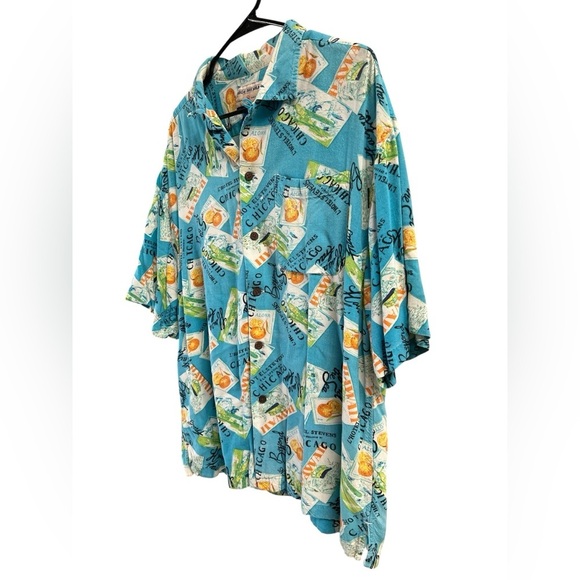 High Sierra blue travel shirt sleeve vibrant button down shirt - Picture 3 of 5